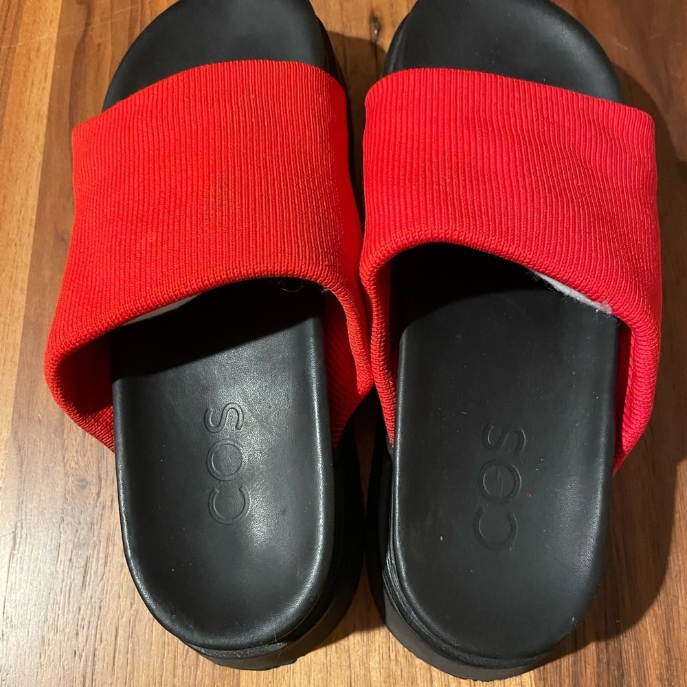 COS Rare Red and Black Slide Sandals